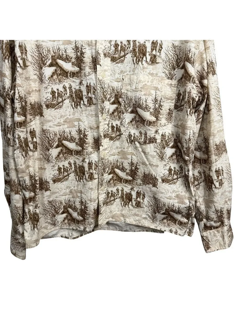 Vintage 90s Banana Republic Safari Toile Print‎ Shirt Medium